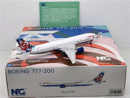 NG Models British Airways for Boeing 777-200ER G-VIIS Rose tail wing 1:400 Model