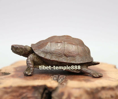 2.16" Chinese Pure Bronze Amulet Tortoise Turtle longevity Fengshui Sculpture