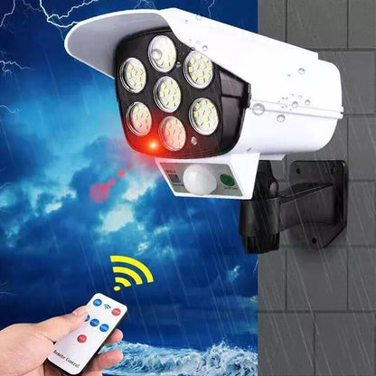 Faro LED Recargable Solar Lampara Tipo Camara Falsa Seguridad Para Exteriores