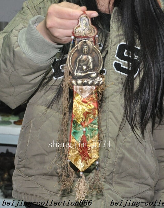Tibet Tibetan Pure Bronze Sakyamuni Shakya Mani Statue Exorcism Amulet Pendant