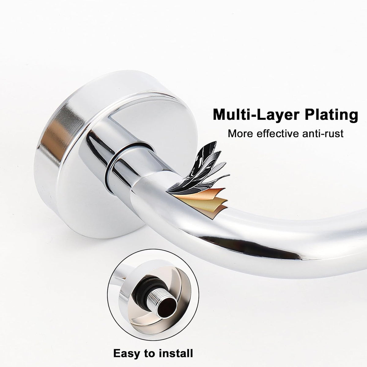 S Shaped Shower Head Riser Arm, Shower Extender Arm with Flange, Standard 1/2" C
