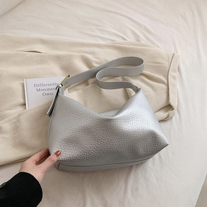 Silver Soft Hobo Bags Fashion Leather Handbags Purse Crossbody Bag 35*31*21*14CM