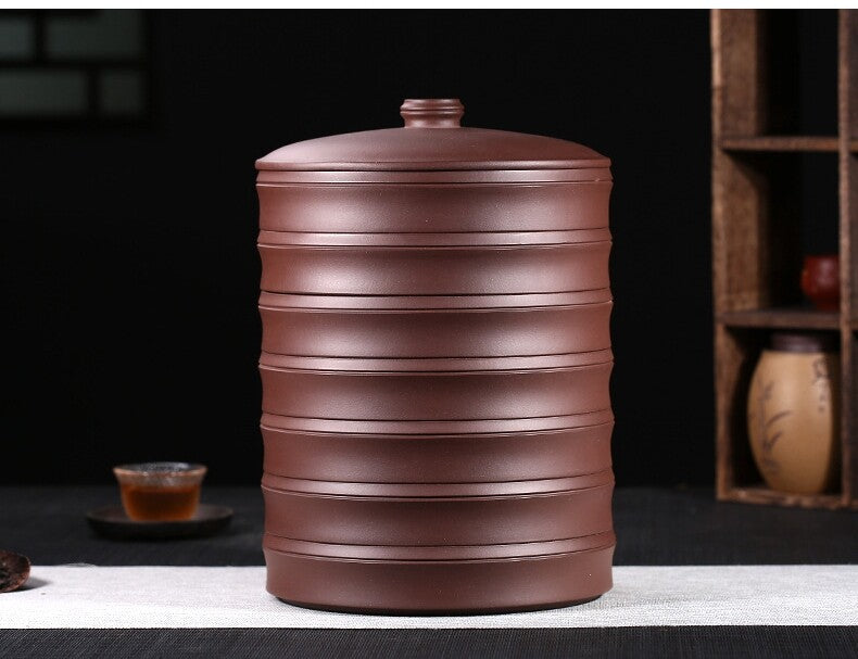 Chinese Tea Cainster With Lid Real Yixing Zisha Jar For Pu'er Tea Cake Storage