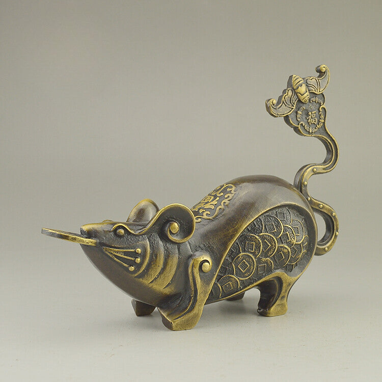Chinese Bronze Lovely Mouse Statue Figure Collectable Home Onament Decoration