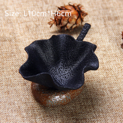 Chinese Tea Filtration Pottery Tea Filter With Holder Creative Leaf Shape China