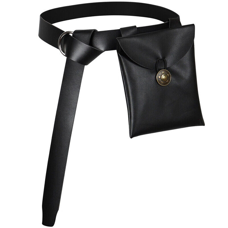 Unisex Medieval PU Leather Waist Belt Bag Organizer Warrior Costume Cosplay Prop