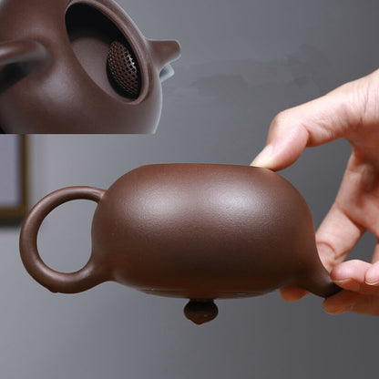 Authentic Yixing Zisha Tea Pot Ball Shaped Infuser Holes Marked Purple Grit Pot