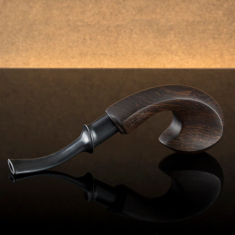 Natural Filter Ebony Wooden Smoking Pipe Handmade Bent Wood Tobacco Pipes 9mm