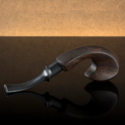 Natural Filter Ebony Wooden Smoking Pipe Handmade Bent Wood Tobacco Pipes 9mm