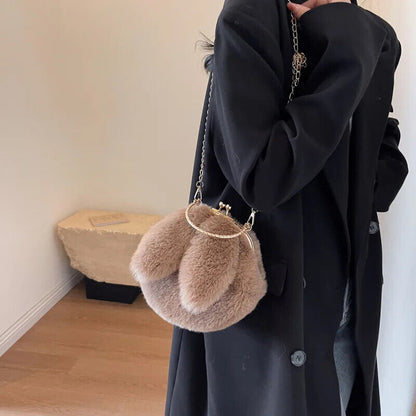 Cross Body Bag Women Chain Single Shoulder Bag Ball Shape Winter