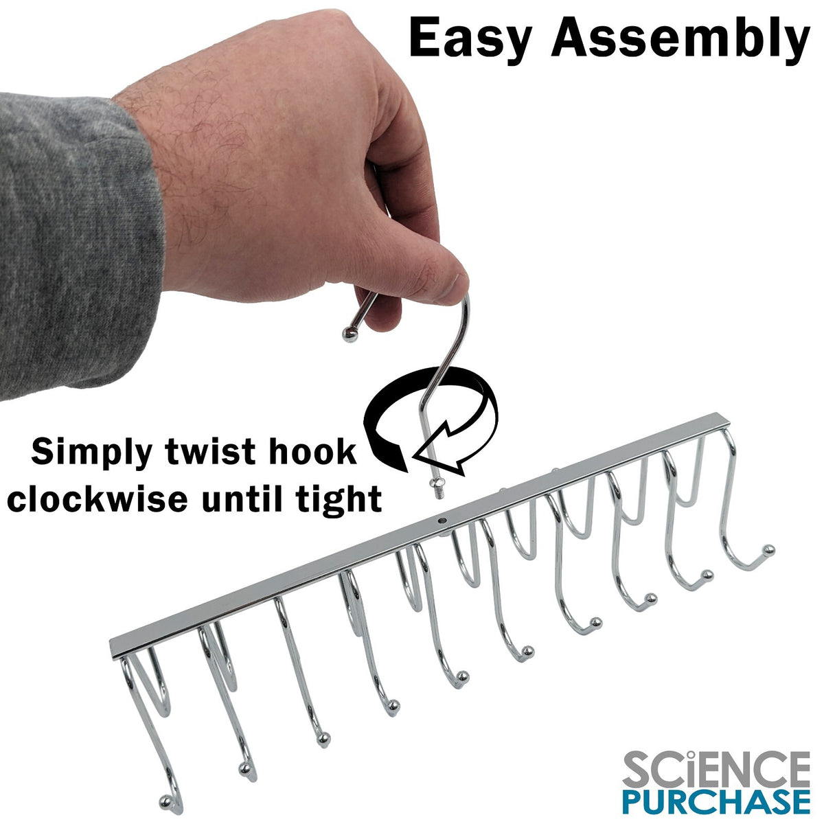 2 Pack 20-Hook Chrome Closet Hangers for Belts, Ties, Bras, Scarves