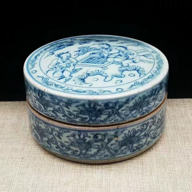 Exquisite Chinese Porcelain Blue and White Porcelain Figure Pattern Ink Box