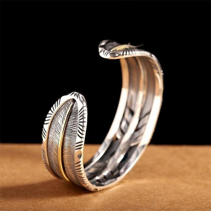 Turquoise imitation Feather Bangle Open Cuff Bracelet Women Retro Jewelry