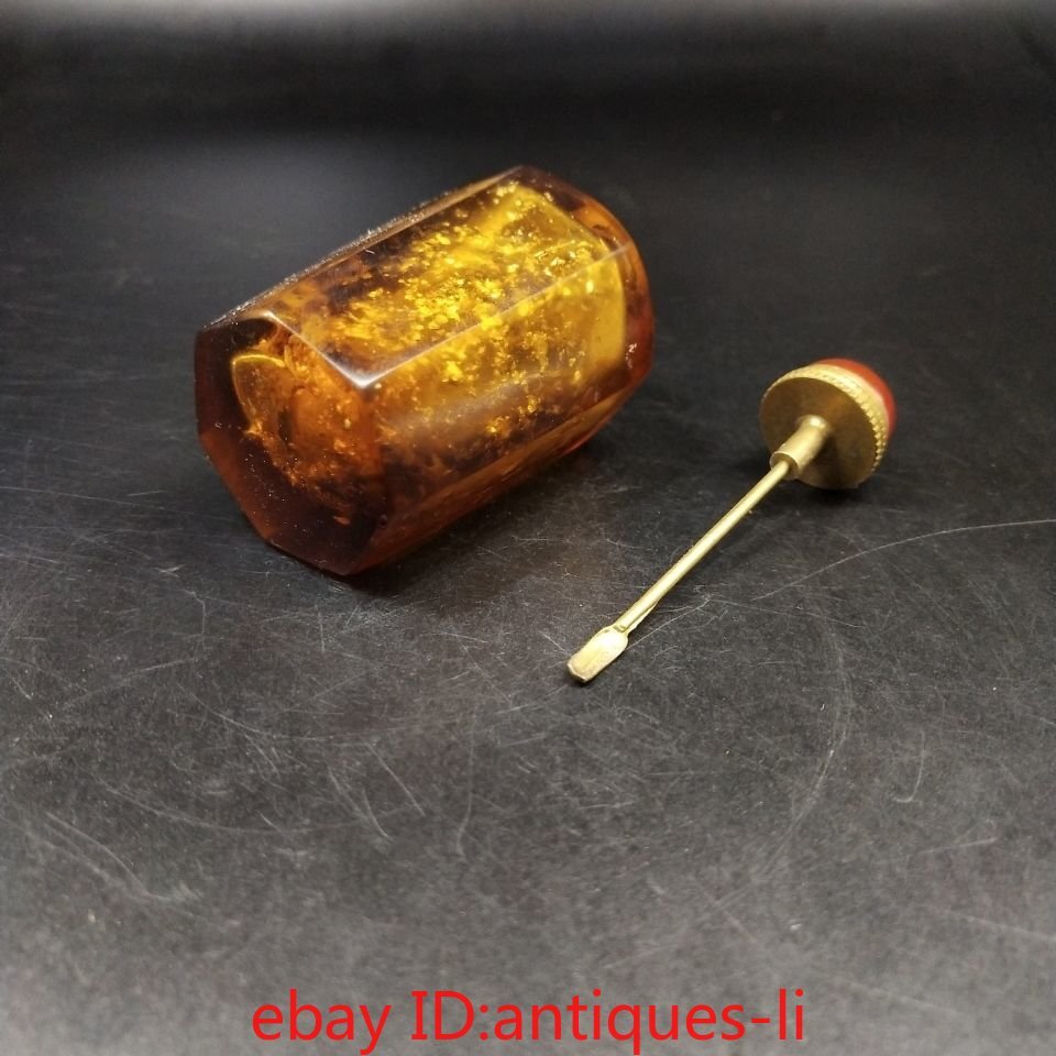Exquisite Chinese Collector Grade Glazed Gold Snuff Bottle -