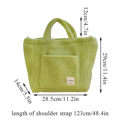 Plush Shoulder Bag Fluffy Faux Fur Tote Bag Large Capacity Messenger Bag Soft