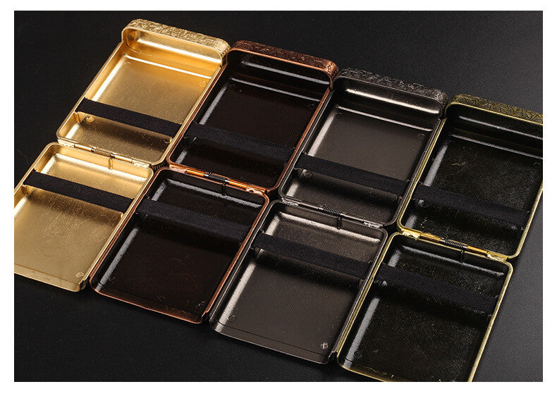 Bronze Retro Hand Carved Metal 3-Open Cigarette Box Which Can Hold 14 Cigarettes