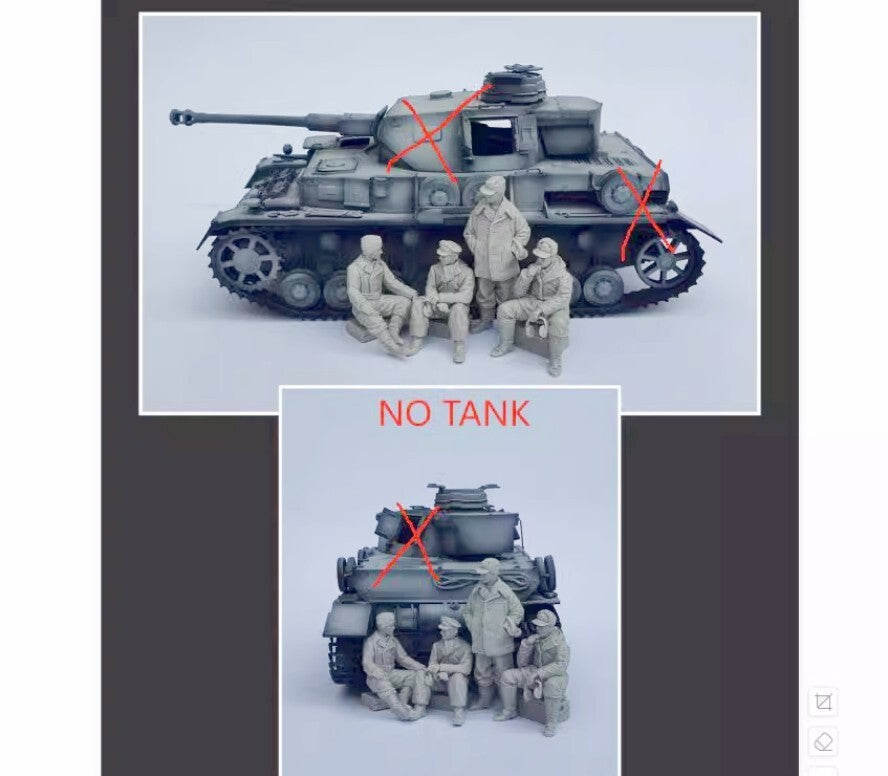 1:35 resin figure model Four German tank soldiers during WW II Unassembled