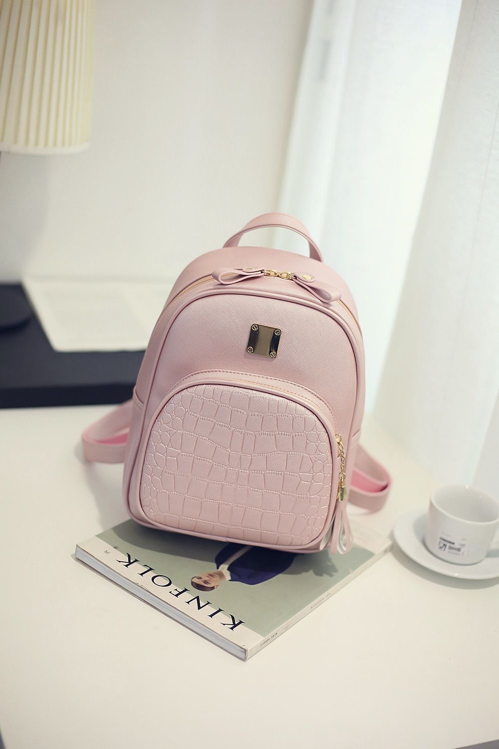 Women Backpack Leather Schoolbag Preppy Style Small Backpack School Travel Pack