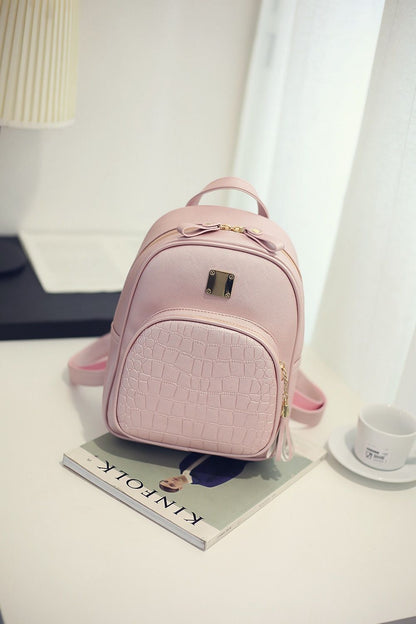 Women Backpack Leather Schoolbag Preppy Style Small Backpack School Travel Pack