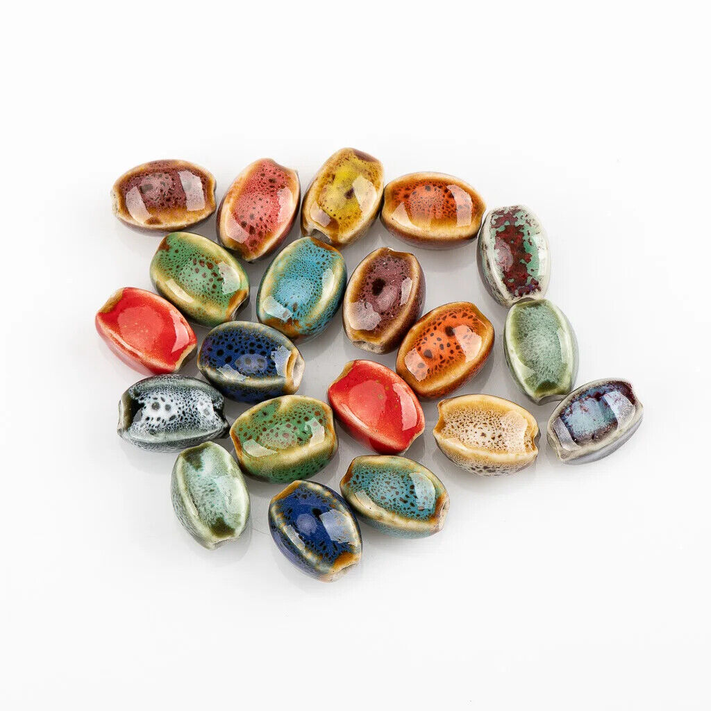 Craft Beads 20Pcs Ceramic Colorful Glaze Unique Shape Jewelry Making Kit 13x10mm