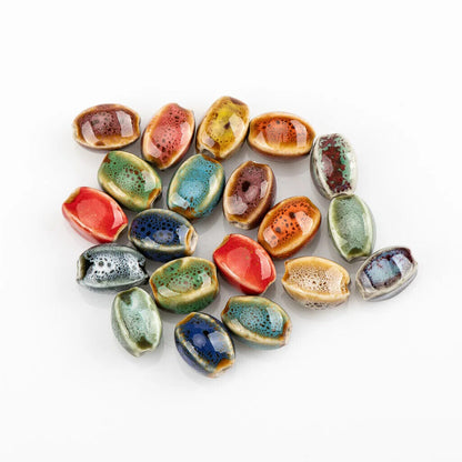 Craft Beads 20Pcs Ceramic Colorful Glaze Unique Shape Jewelry Making Kit 13x10mm