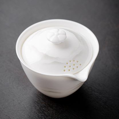 1PC Dehua White Porcelain Handheld Pot Single Pot Ceramic Household Tea Set