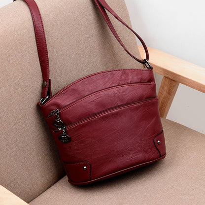 Multi-layer Pockets Genuine Leather Shoulder Bag Handbag Bag Small Crossbody Bag