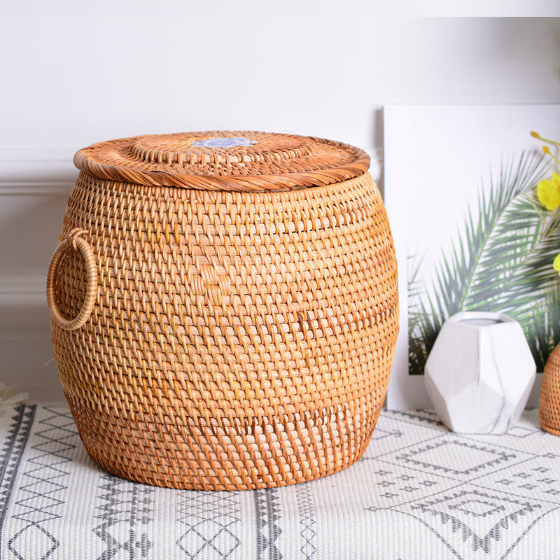 Handmade Bamboo Rattan Weave Canister Household Tea Caddy With Lid Handmade Gift
