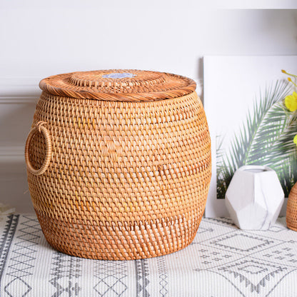 Handmade Bamboo Rattan Weave Canister Household Tea Caddy With Lid Handmade Gift