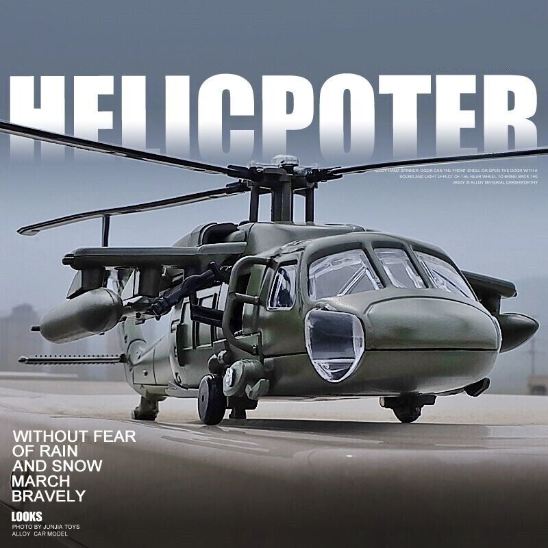American Black Hawk UH-60 Utility Helicopter Diecast Model Military Toy Vehicle