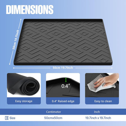 Water Cooler Mat – 19.7" X 19.7" Silicone Water Dispenser Mat for Floor & Counte