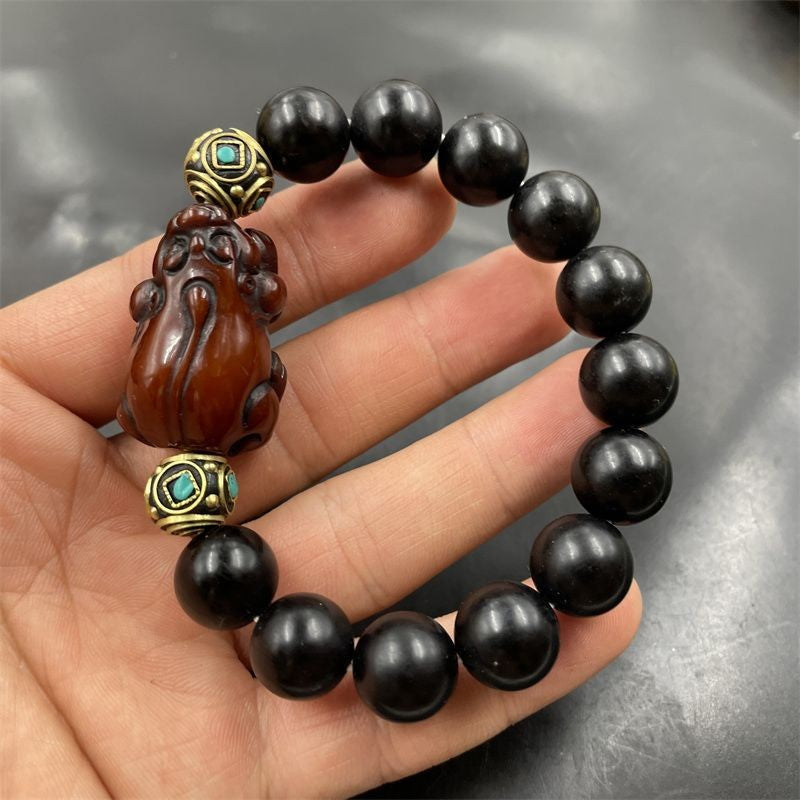 New Black Imitation Amber Pixiu Bracelet Amber Handcrafted Bead Necklace