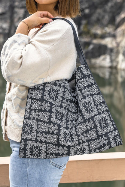 Celela Women Large capacity Vintage Print Linen Shoulder Cloth Bag Strap