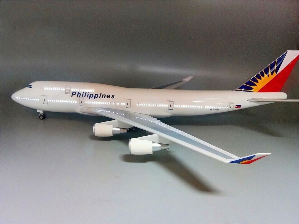 47CM Philippines BOEING 747-400 Airplane Led Sound- controlled Light Resin Model