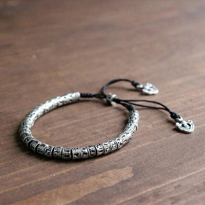 Men Bracelets Brass Traditional Tibetan Buddhism Six Words Mantra Amulets Beaded