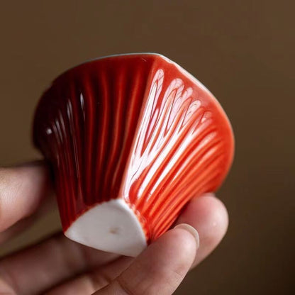 1pc chinese jingdezhen porcelain tea cup：red triangle