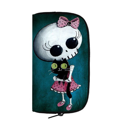 Cartoon Gothic Wallets Cute Purse Clutch Bag Phone Holder Ladies Coin Bags Long