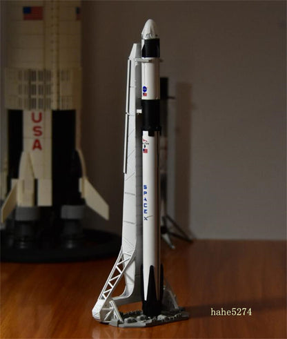 SpaceX Falcon IX Rocket F9 Crewed Dragon + Tower Static Model