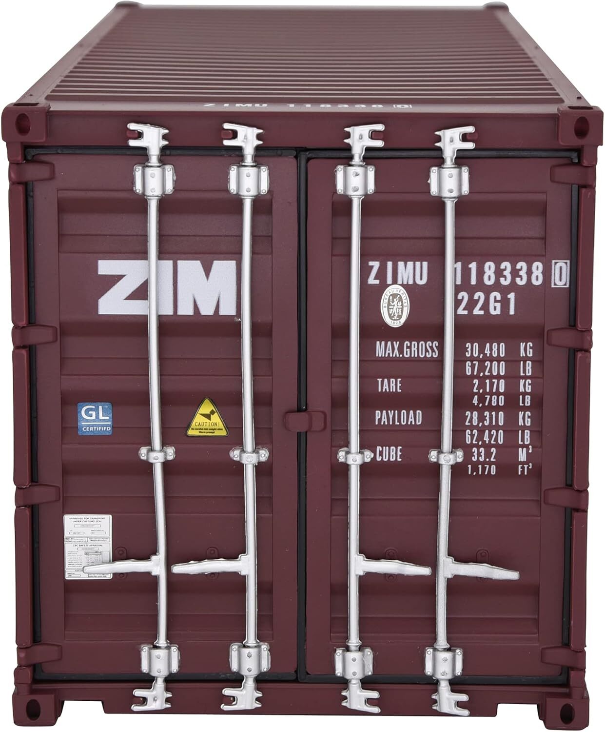 1:20 ZIM 20GP Shipping Container Model Abs Resin & Wood Toy Home Decoration Gift