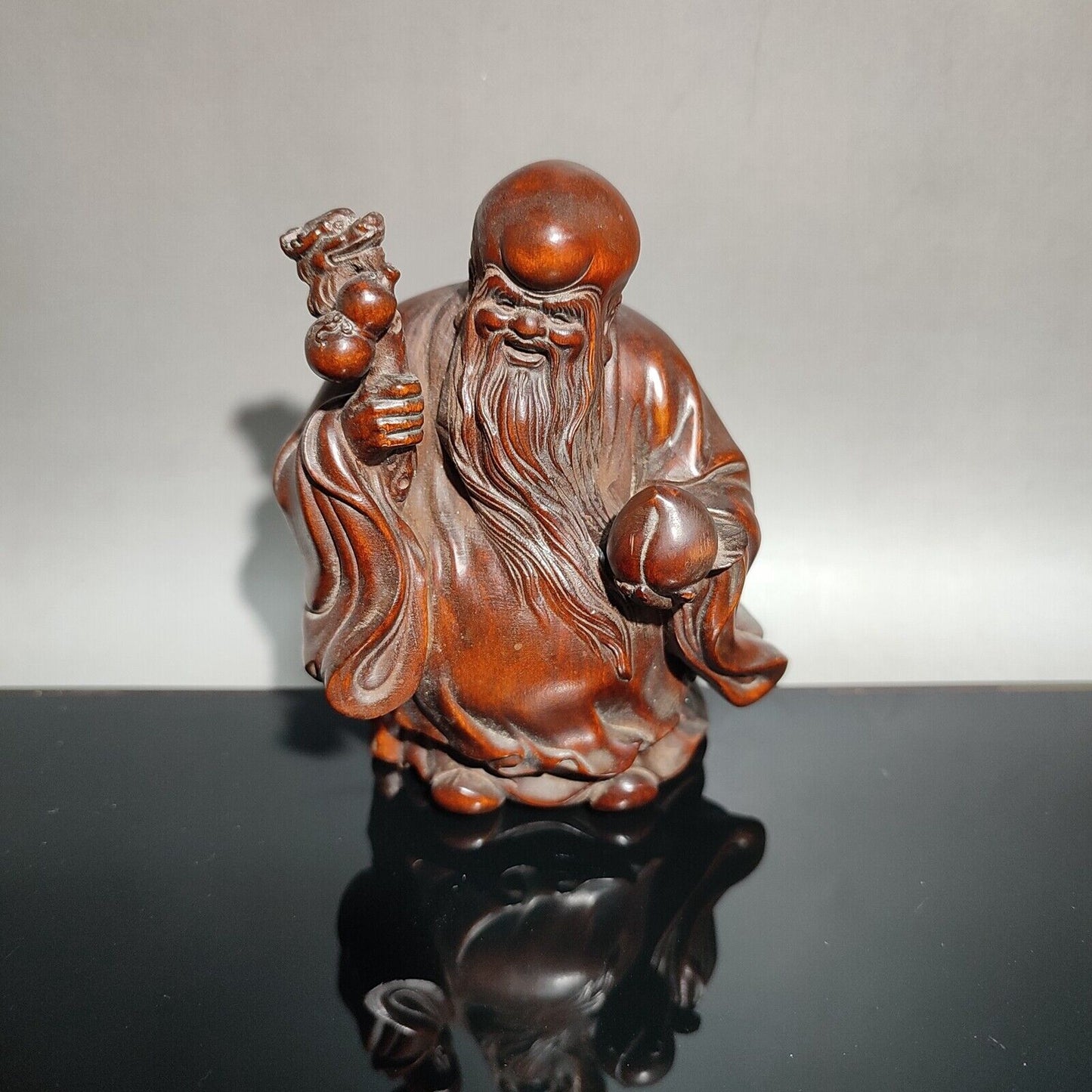 boxwood carved decorative sculpture the god of longevity buddha wood carving art