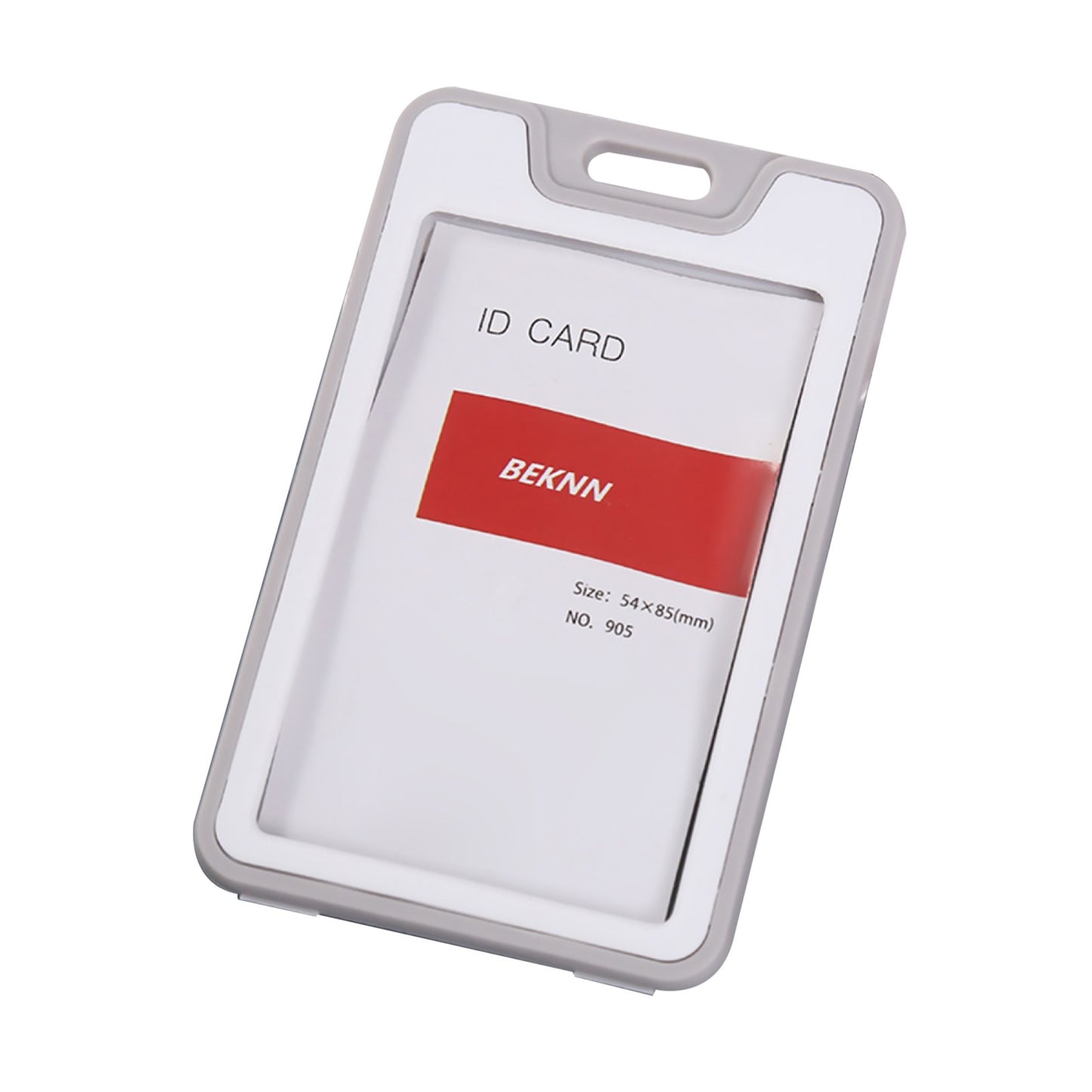 1Pc Grey Meeting ID Badge Card Holder Slim Hard Card Cover Case w/ Lanyard aa