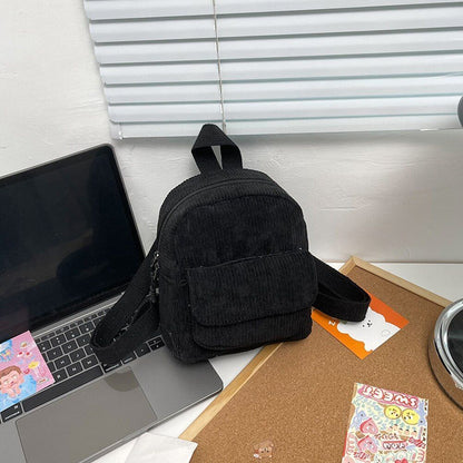 Fashion Women Backpack Corduroy Small Student Bookbag Traveling 19*19*9CM Square