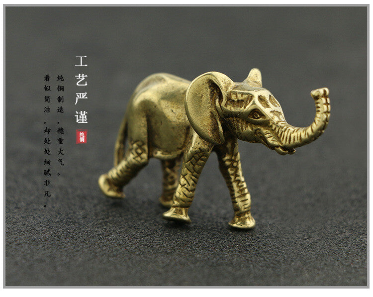 5cm Chinese Antique Copper Elephant Statue Tea Pet Ornaments Desktop Decorate