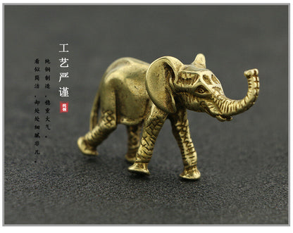 5cm Chinese Antique Copper Elephant Statue Tea Pet Ornaments Desktop Decorate