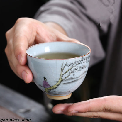 Ruyao Master Cup Crackle Glaze Handpainted Tea Cup 100ml Chinese Kungfu Tea Cups