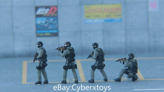 1:64 Hong Kong Police SDU SIG516 Team Figure 4pcs for Diorama Car Model