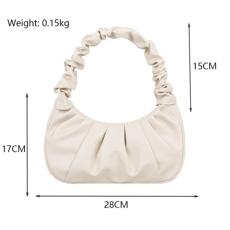 Summer Pleated Synthetic Leather Bags Leisure Bag Shopping Shoulder Handbag 1 PC