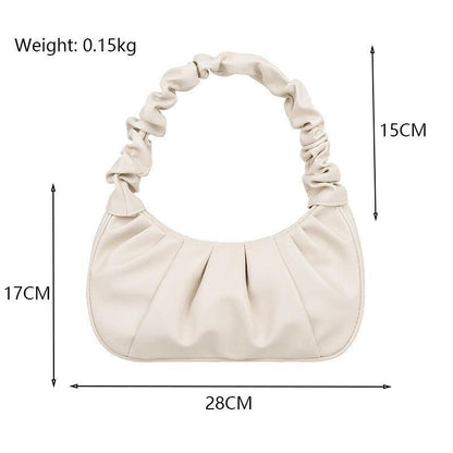 Summer Pleated Synthetic Leather Bags Leisure Bag Shopping Shoulder Handbag 1 PC