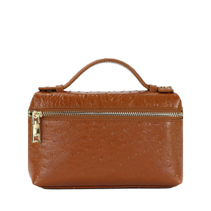 Handbag Embossed Ostrich Leather Portable Bag Small Clutch Bag Purse 19*12*6 CM