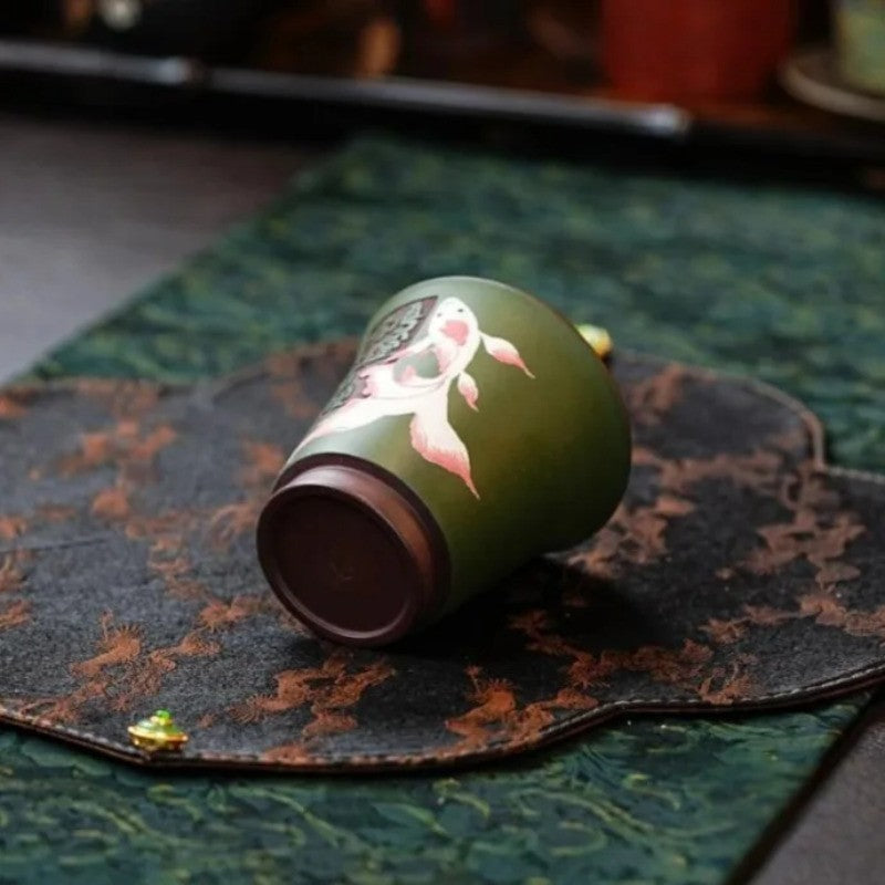 140ml Yixing Purple Clay Handpainted Koi Teacup Tea Tea-tasting Cup Master Cup